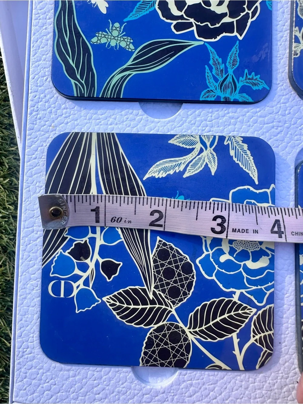 DIOR Maison Blue Floral Coaster Set of 4 with Box